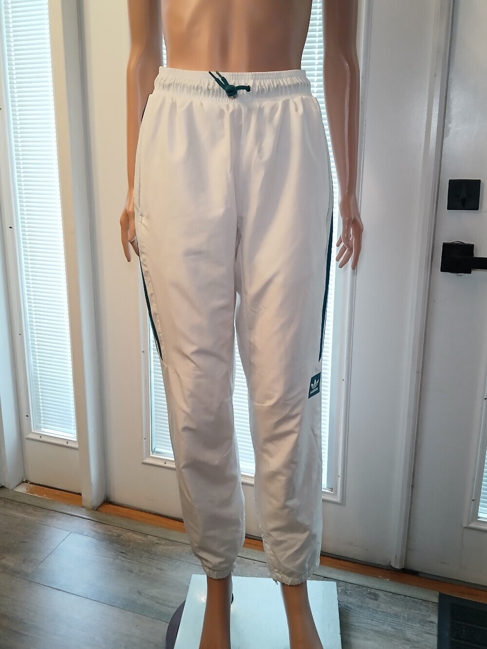 Adidas White Joggers with Green Side Stripes